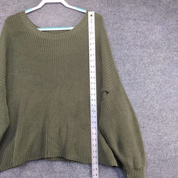 Torrid Women's Knit Sweater Green Plus Size 3 Ribbed Trim Cotton Blend - Picture 11 of 13